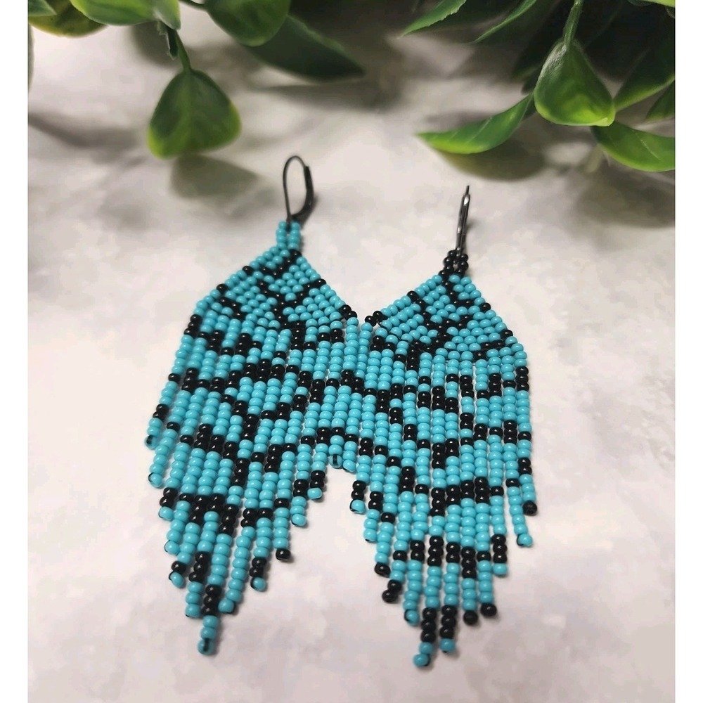 Beaded  Elegant Blue Earrings spring /summer  Earrings.